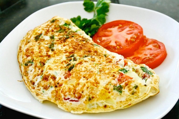 Omelet with flour and soda
