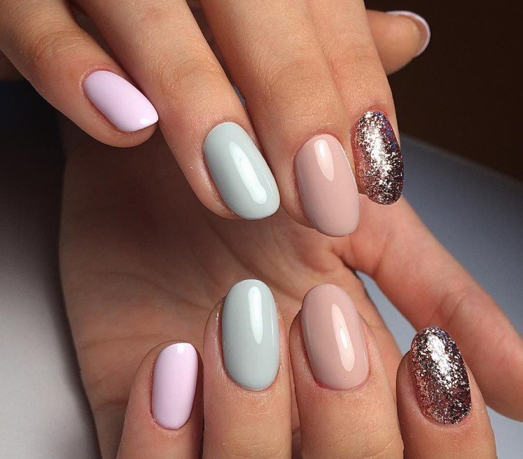 Manicure on oval nails
