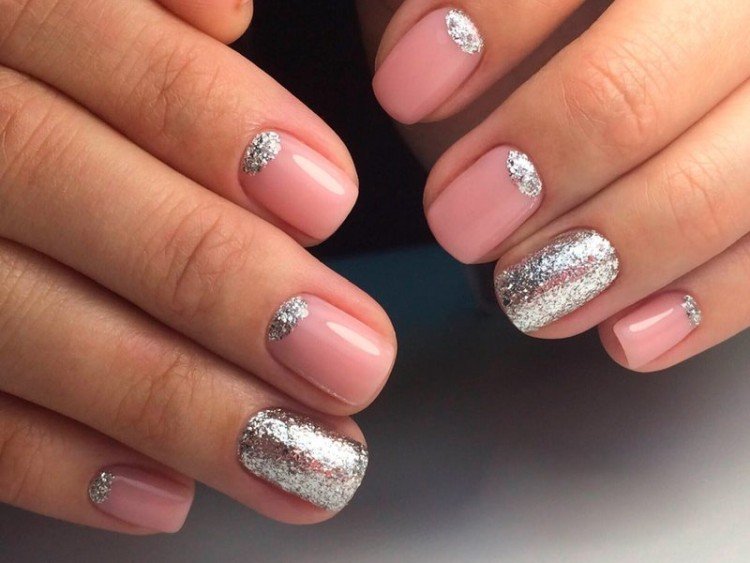 Sequins and rhinestones for short nails