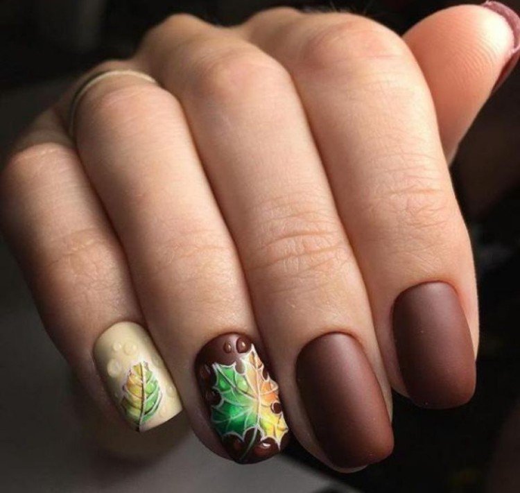 Drawings of leaves on nails