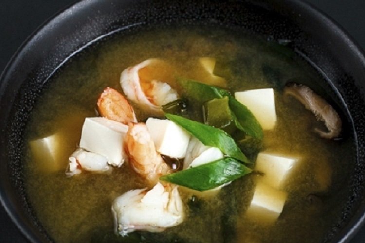 Miso soup with shrimps