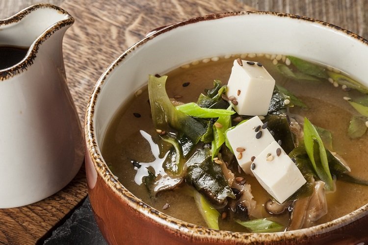 Miso soup with fish flakes