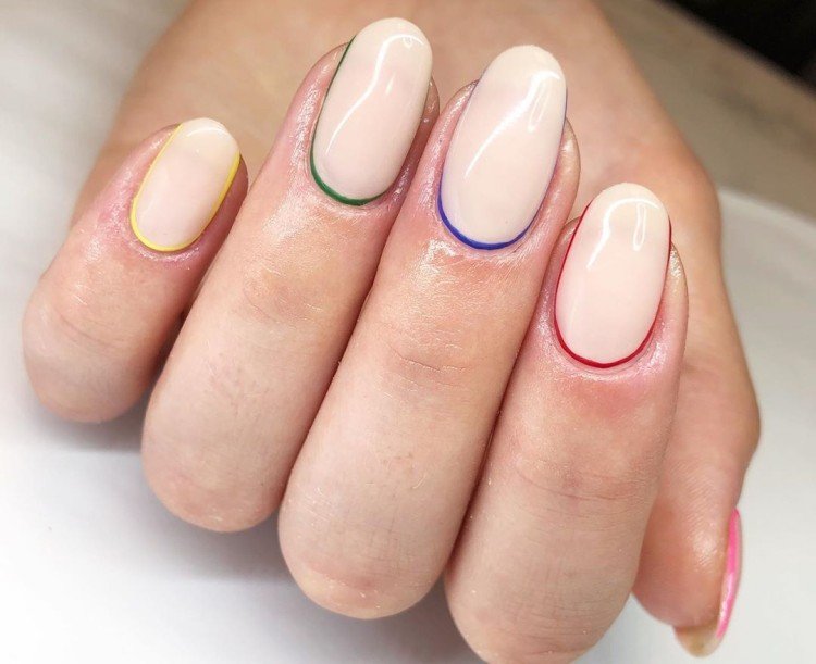 Milk manicure with a stroke