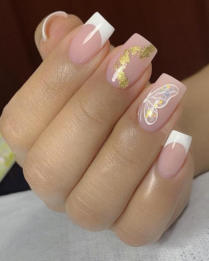 Manicure in soft pink color