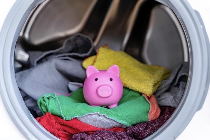 Piggy bank in the washing machine